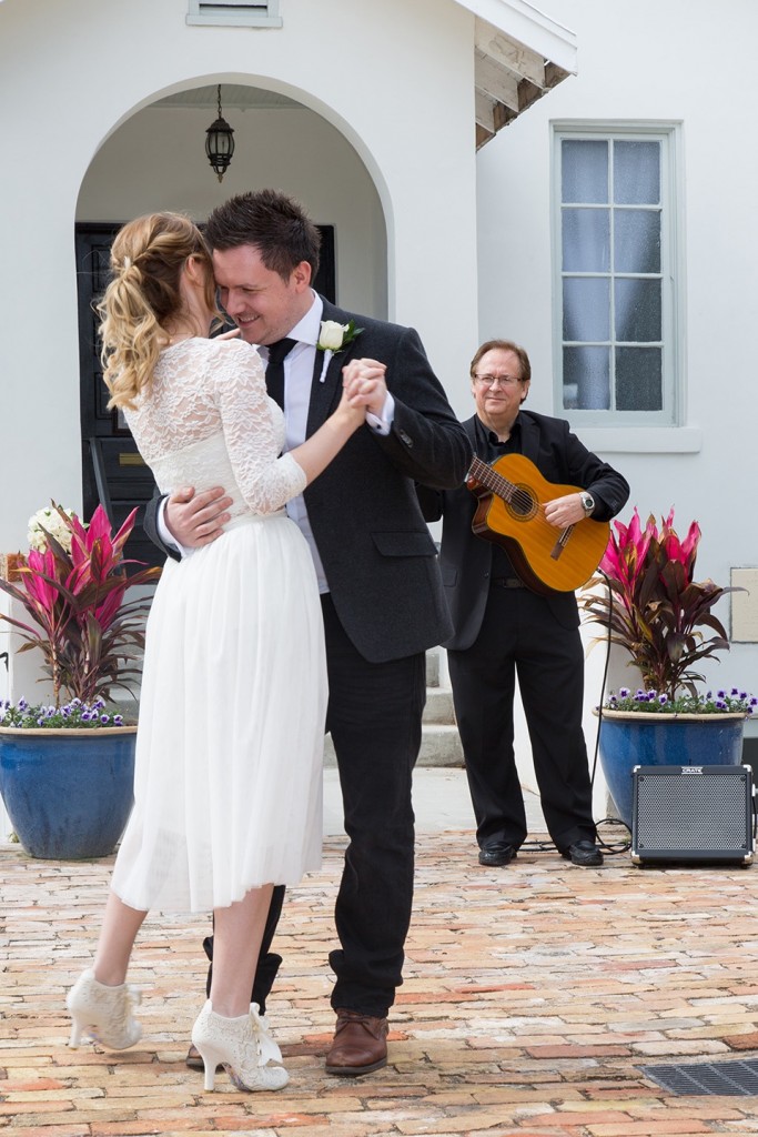 Kirstie and Mark's first dance outside their destination wedding venue in Central Florida