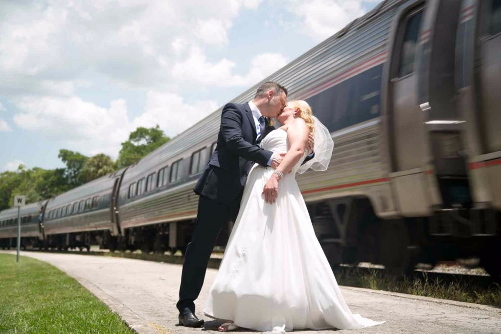 This couple got lucky for photos! We had a train pass through the station!